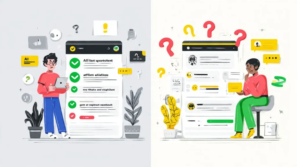 Comparison infographic showing effective versus ineffective AI features on social media platforms in 2025