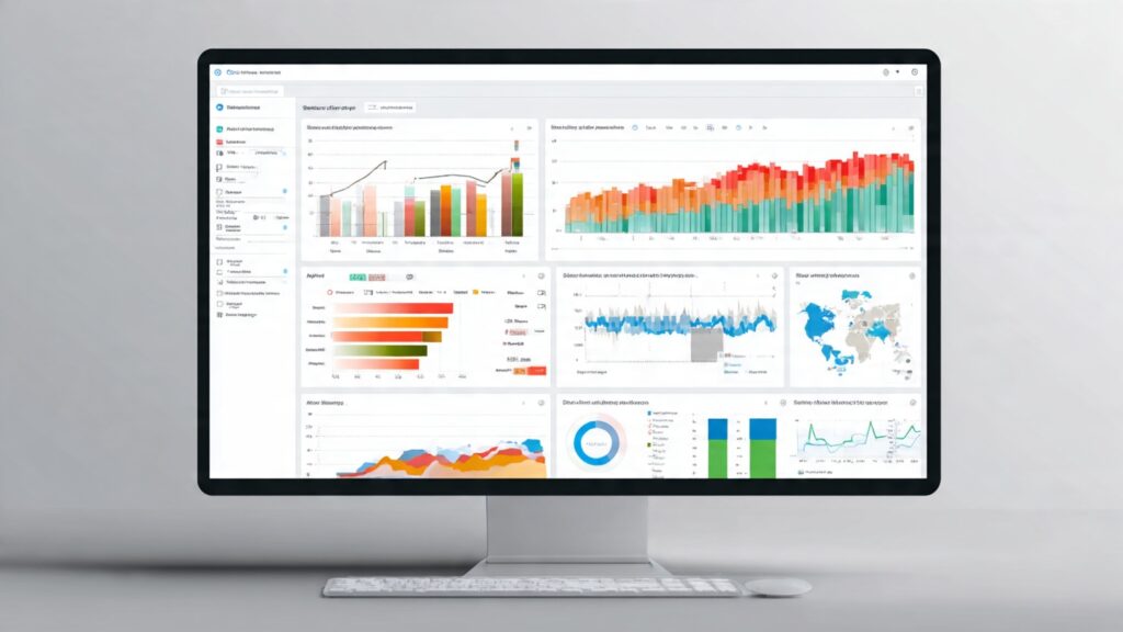 This featured image illustrates predictive analytics powered by artificial intelligence, showcasing data visualization dashboards with forecasting capabilities. The image represents how AI and machine learning algorithms analyze historical data to predict future trends, behaviors, and outcomes in business applications. Perfect for articles about predictive modeling, data science, AI implementation, and business intelligence solutions.