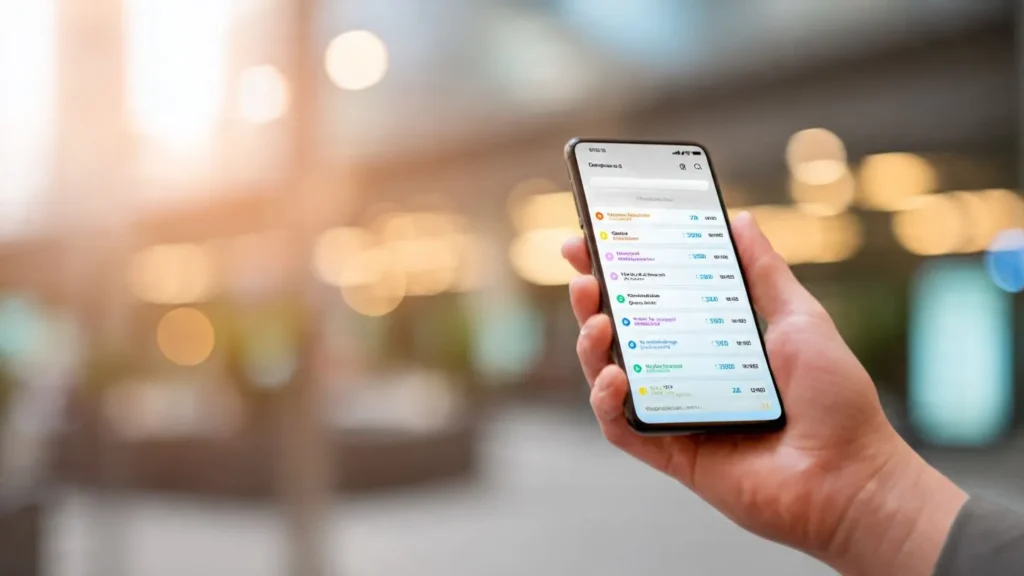Hand holding smartphone showing two-factor authentication app with security codes