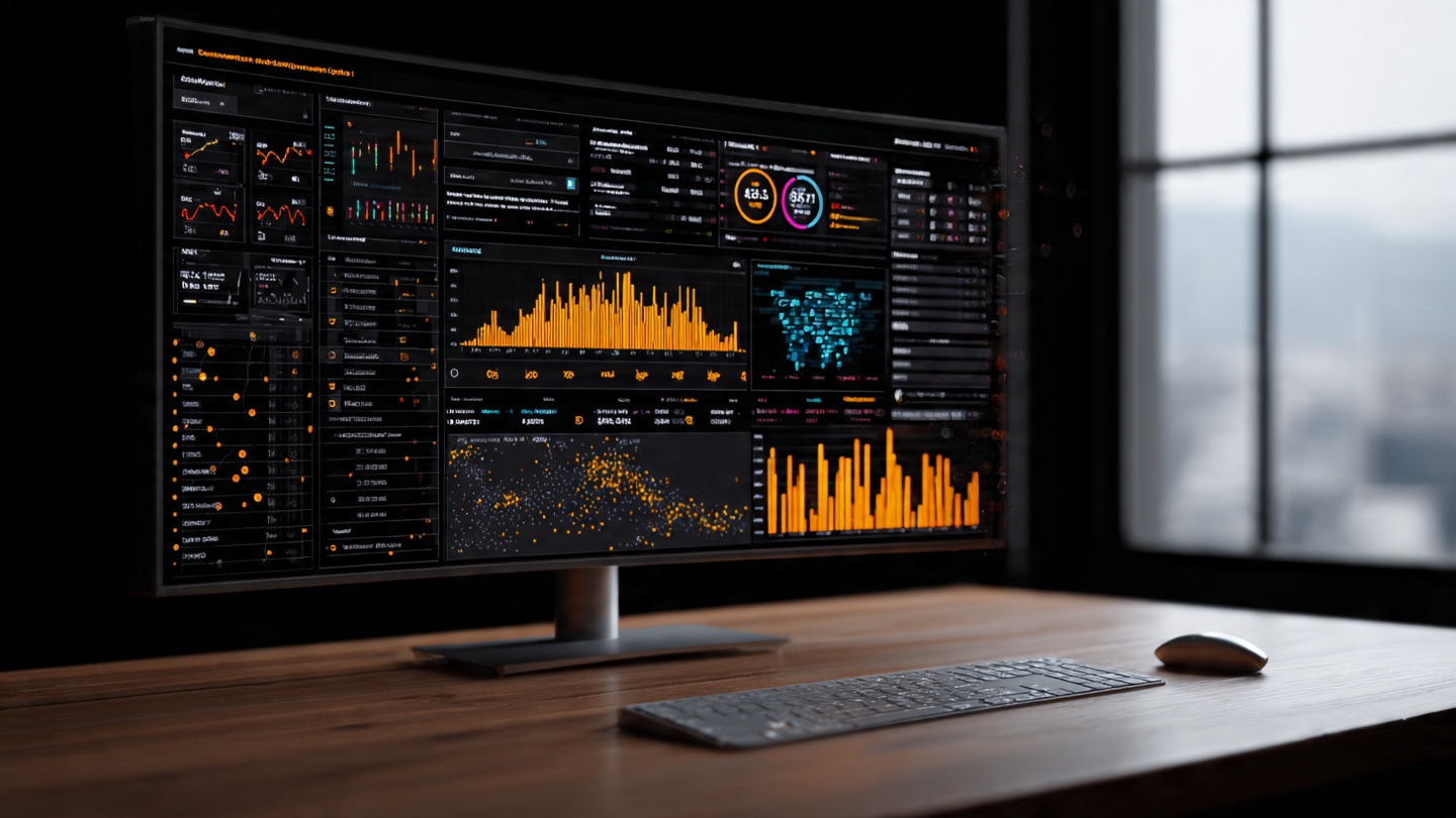 AI-powered predictive analytics dashboard showing data forecasting, trend analysis, and machine learning predictions for business intelligence