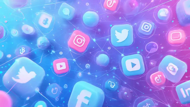 Modern illustration of interconnected social media platforms with AI technology and data streams representing the latest social media tech news and trends